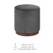 Puff Barcelona Decorativo Veludo Cinza Chumbo e Base Madeira