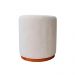 Puff Barcelona Decorativo com Bouclé Off White Base Madeira
