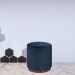 Puff Barcelona Decorativo com Veludo Azul e Base Madeira