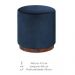 Puff Barcelona Decorativo com Veludo Azul e Base Madeira