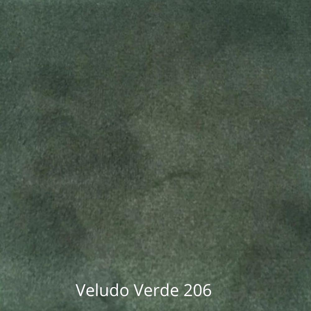 Puff Barcelona Decorativo com Veludo Verde e Base Madeira