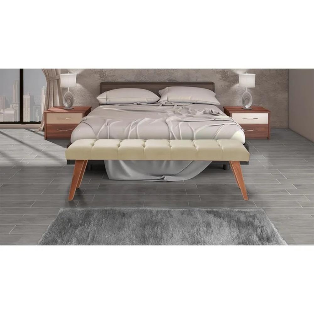 Puff Decorativo Recamier Barcelona Linho Palha