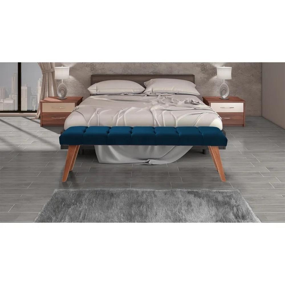 Puff Decorativo Recamier Barcelona Tecido Veludo Azul