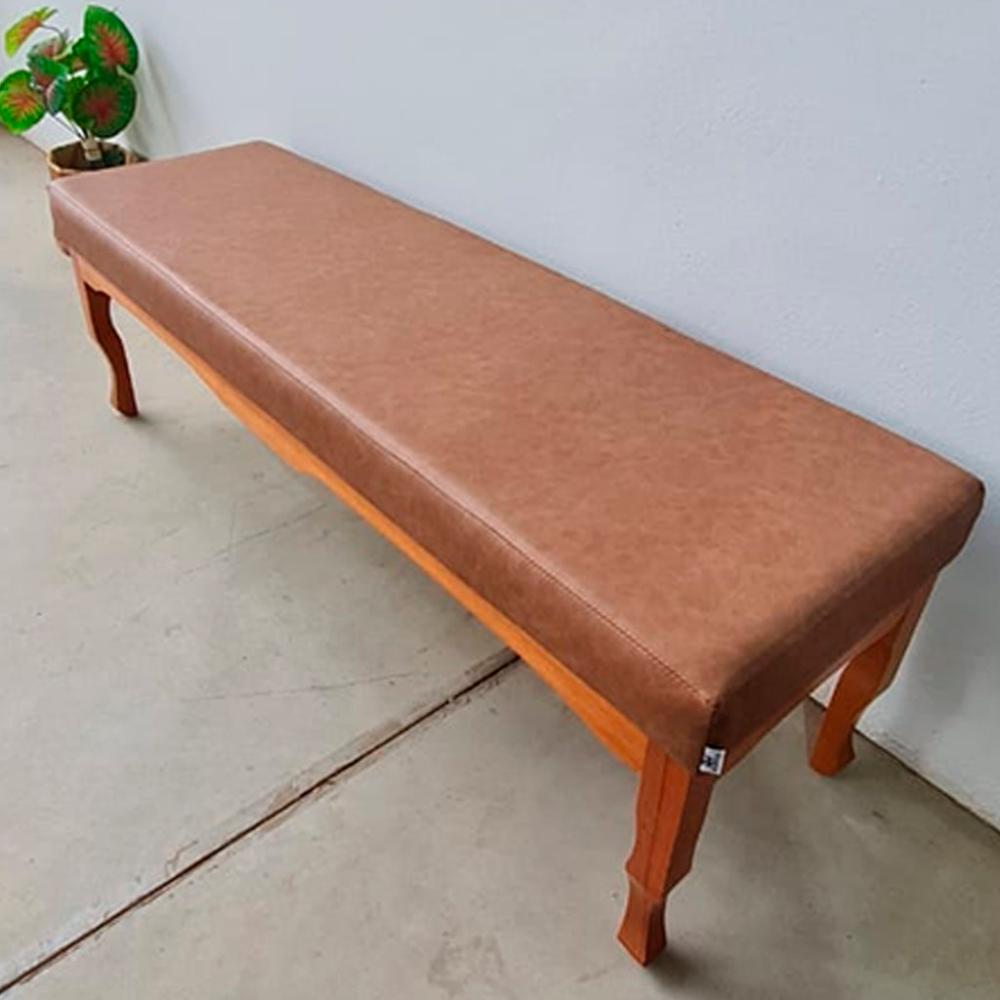 Puff Decorativo Recamier Imperial Couro Caramelo 1,40M