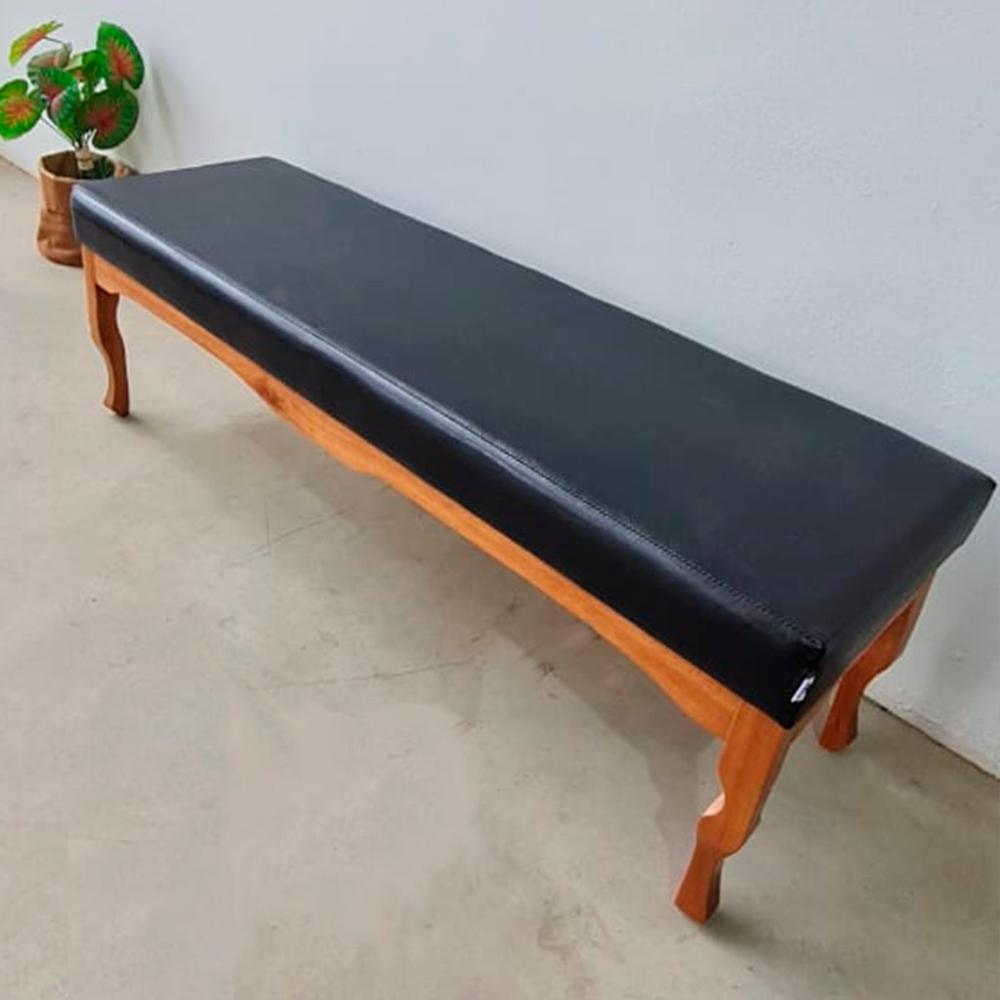 Puff Decorativo Recamier Imperial Couro Preto 1,40M