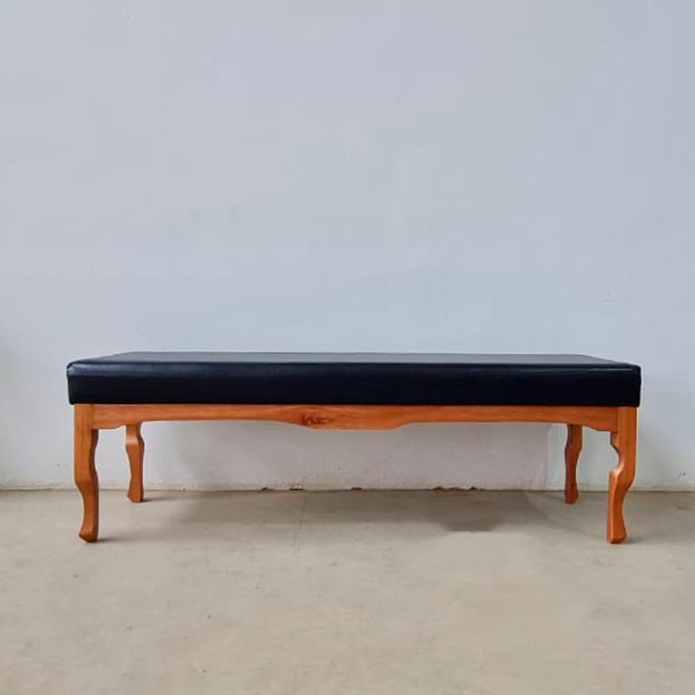 Puff Decorativo Recamier Imperial Couro Preto 1,40M