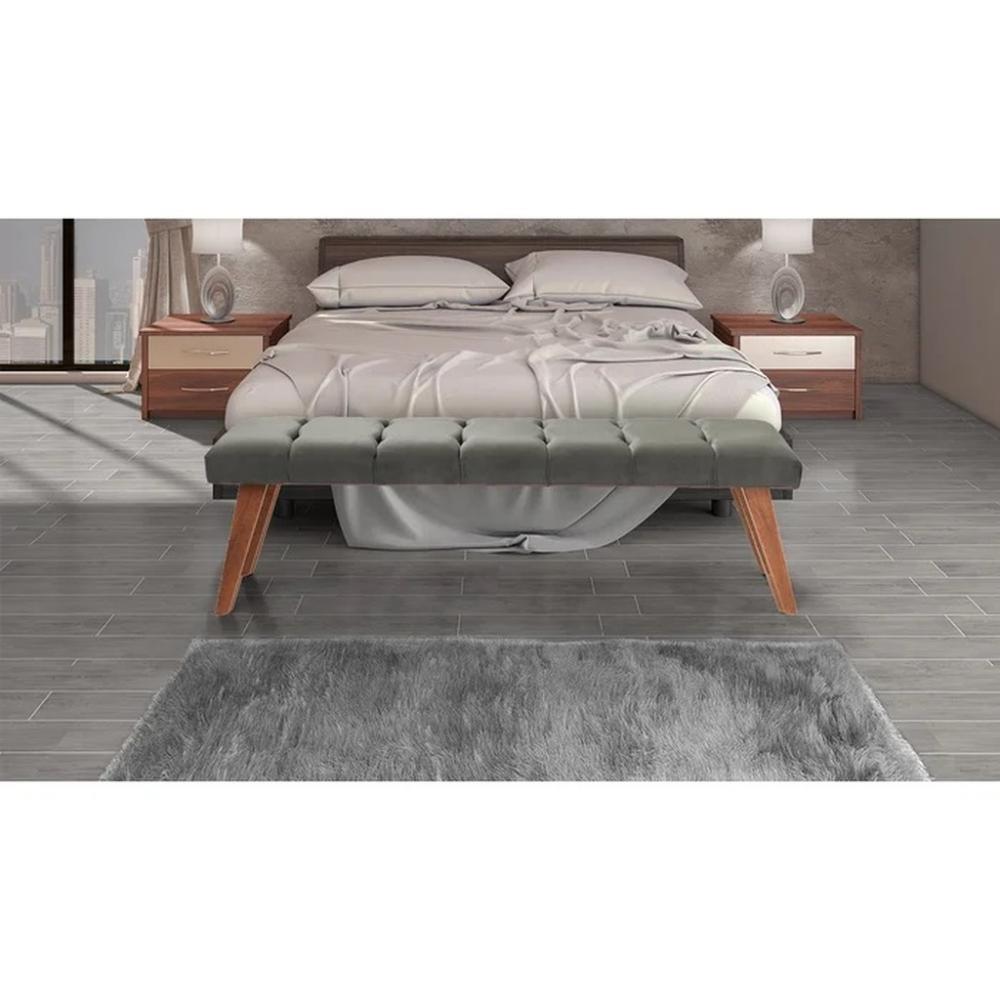 Puff Decorativo Recamier Madri Linho Cinza Grafite