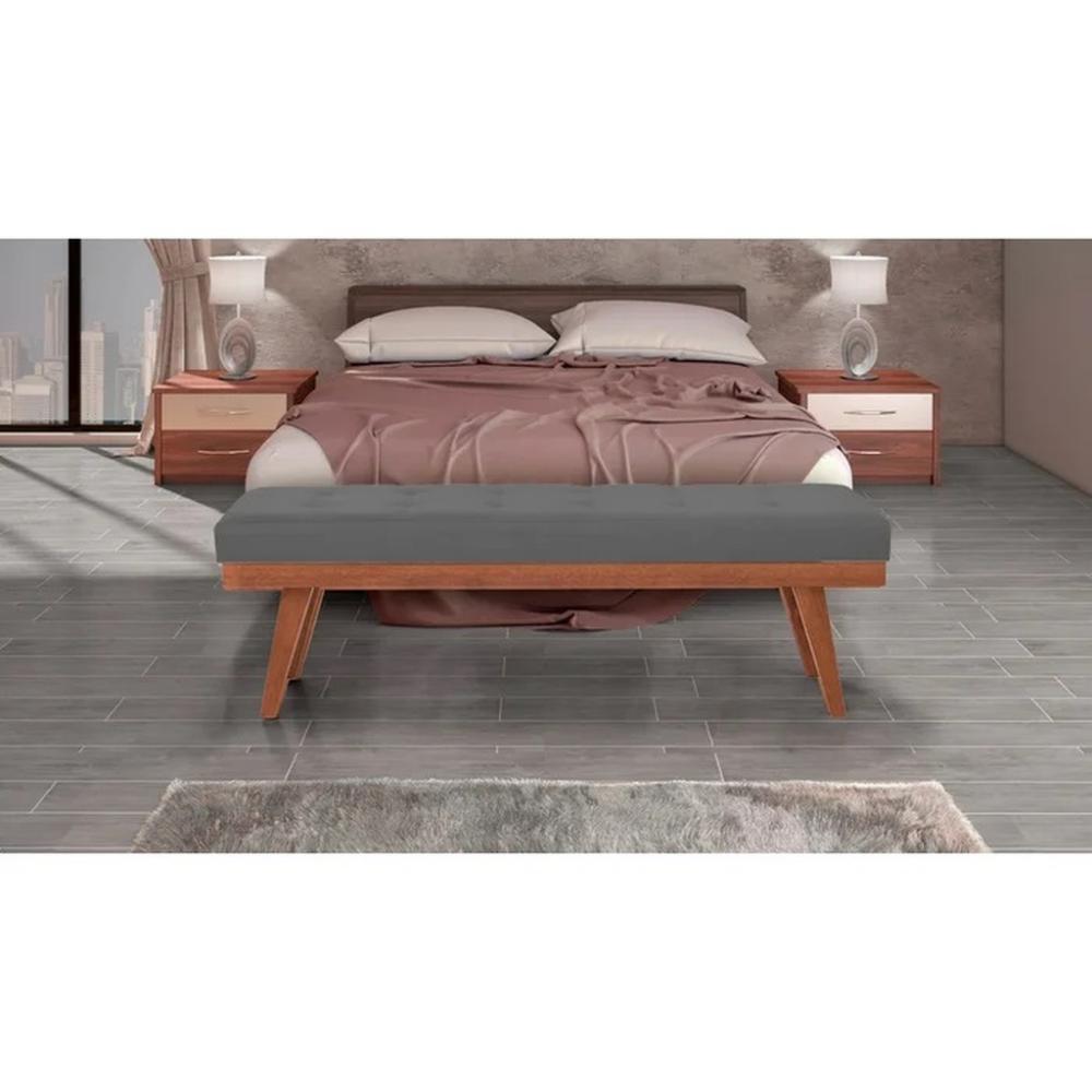 Puff Decorativo Recamier Madri Linho Cinza Noturno