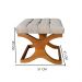 Puff Dubai Decorativo Tecido Linho Bege e Base de Madeira