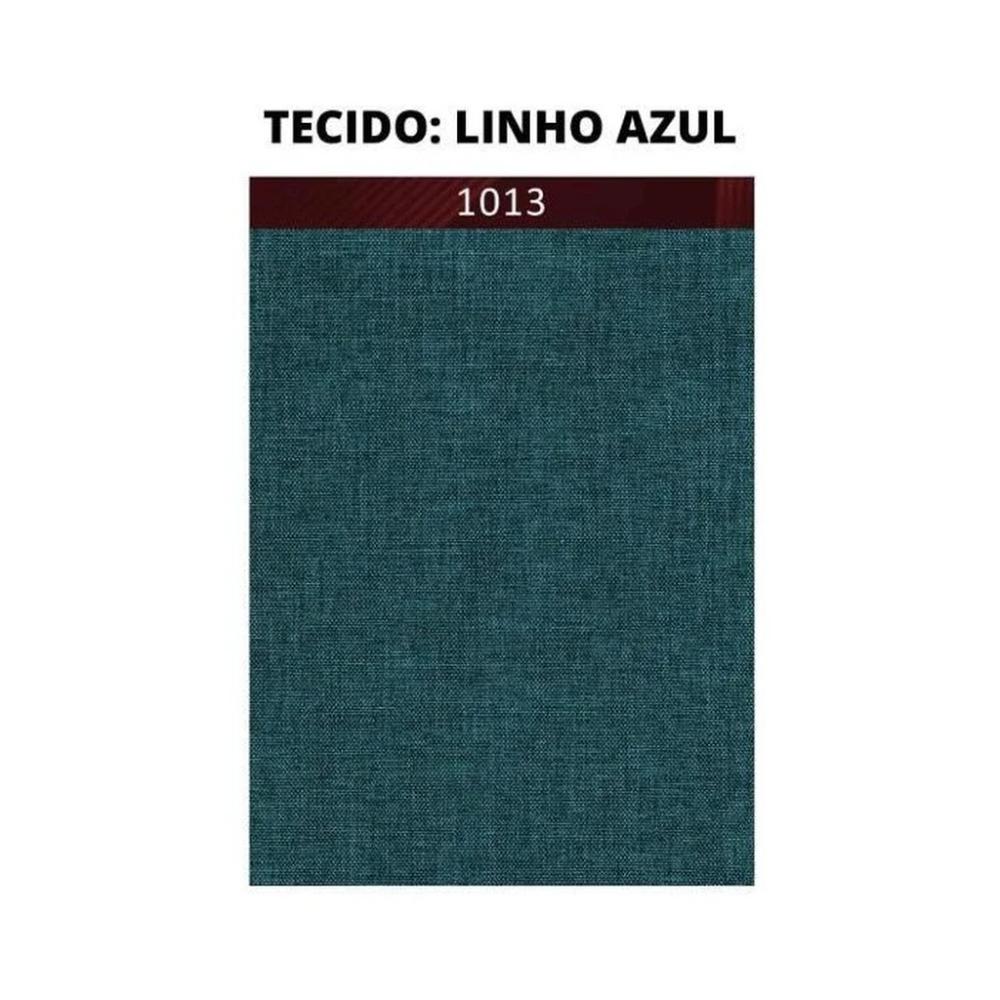 Puff Thor Luxo Madeira Maciça Tecido Veludo Azul