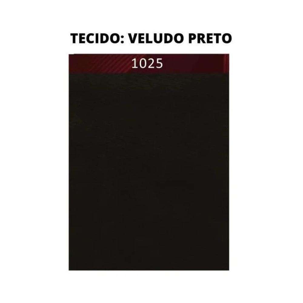 Puff Thor Luxo Madeira Maciça Tecido Veludo Preto