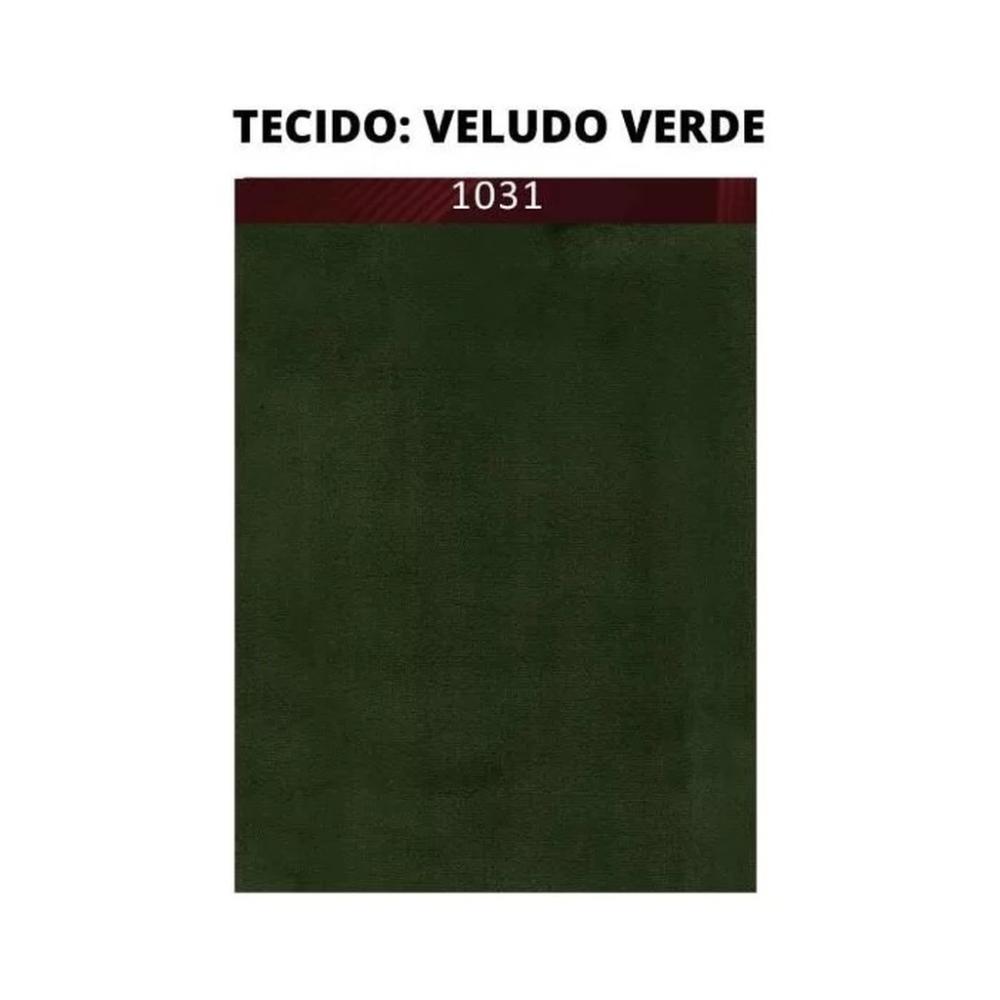 Puff Thor Luxo Madeira Maciça Tecido Veludo Verde