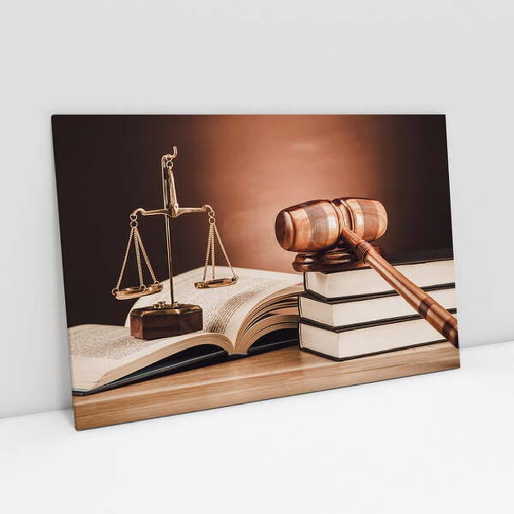 Quadro Decorativo Direito Malhete, Livros e Balança 1 Tela