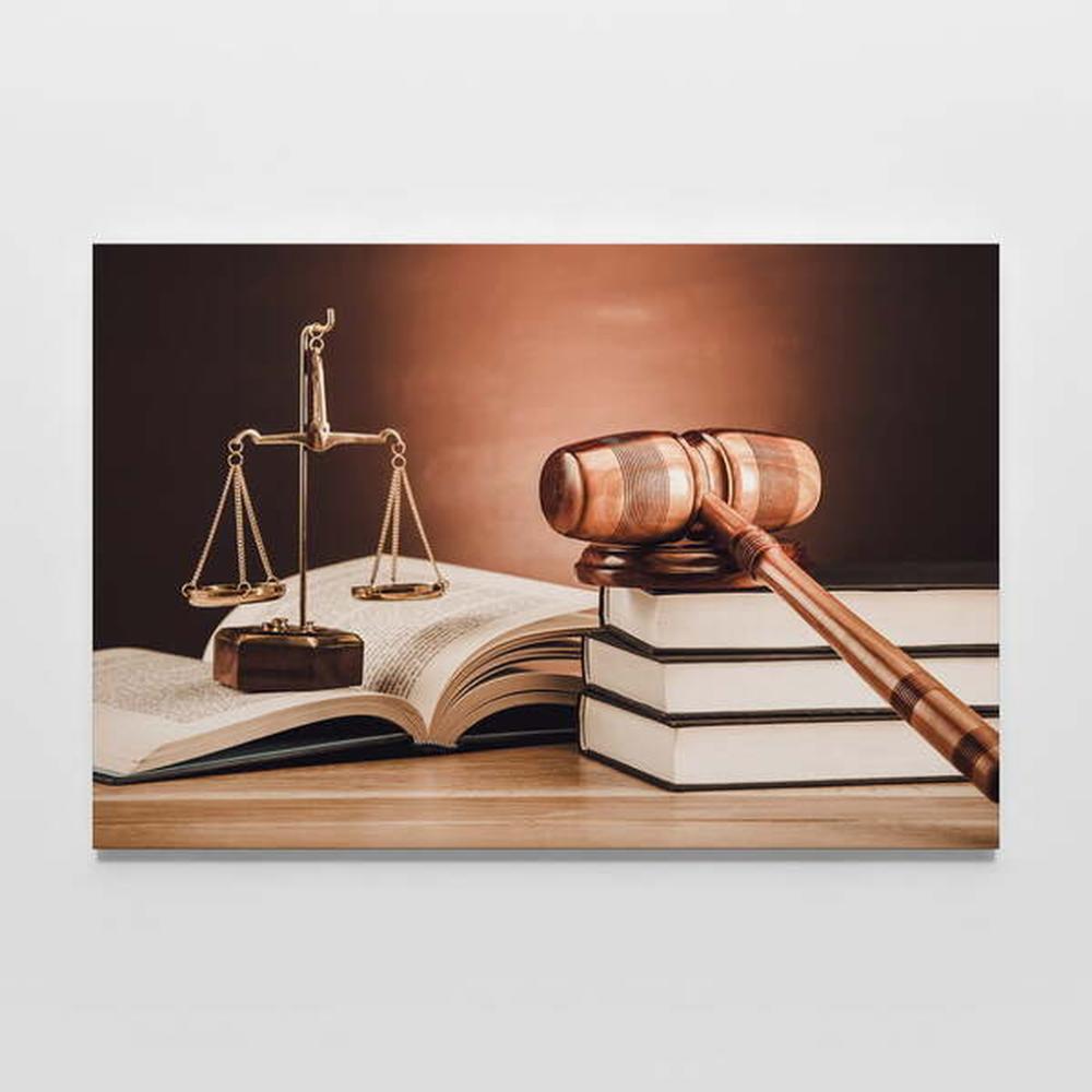 Quadro Decorativo Direito Malhete, Livros e Balança 1 Tela