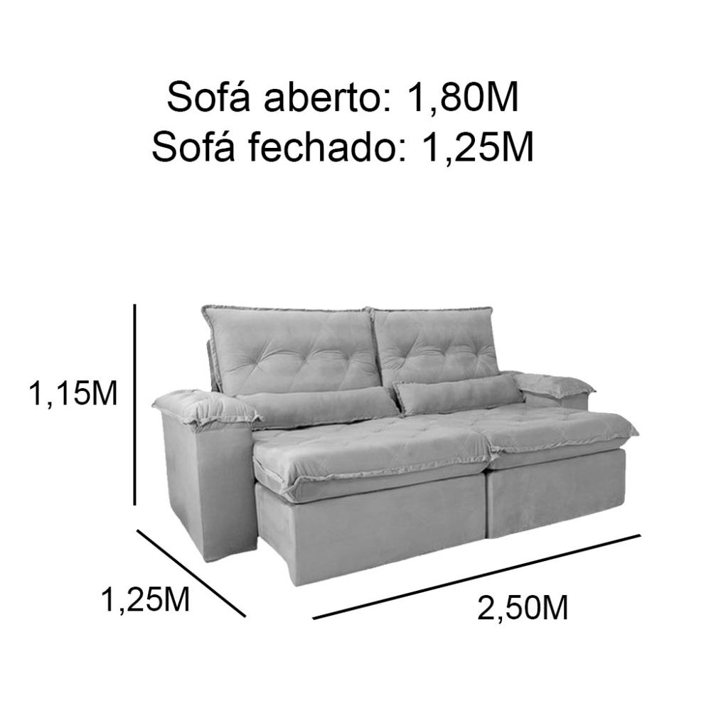 Sofá Retrátil Reclinável Imperial Molas Ensacadas Veludo Marrom 2,50M