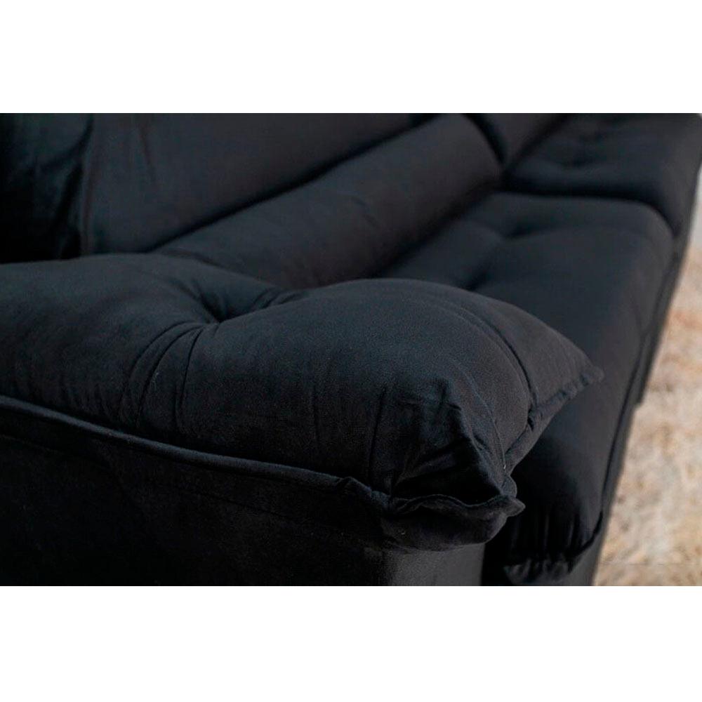Sofá Retrátil Reclinável Imperial Molas Ensacadas Veludo Preto 2,50M
