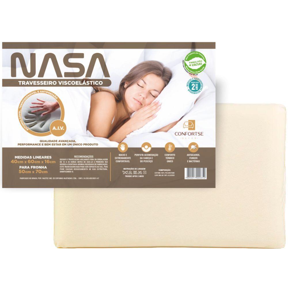 Travesseiros NASA Viscoelástico Alto 60x40 cm