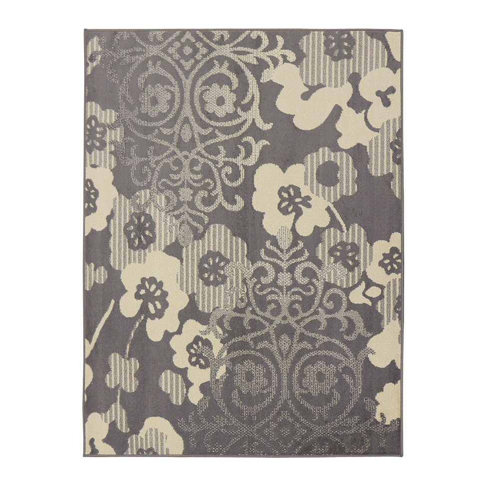Tapete Adana Floral Retangular (150x200) Polipropileno Cinza
