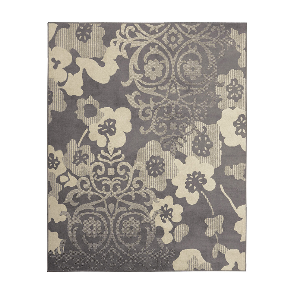 Tapete Adana Floral Retangular (200x250) Polipropileno Cinza