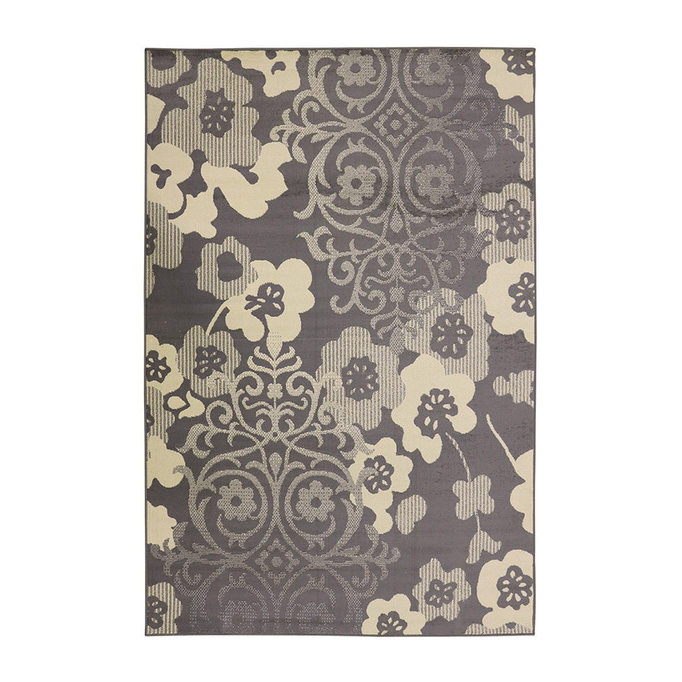 Tapete Adana Floral Retangular (200x300) Polipropileno Cinza