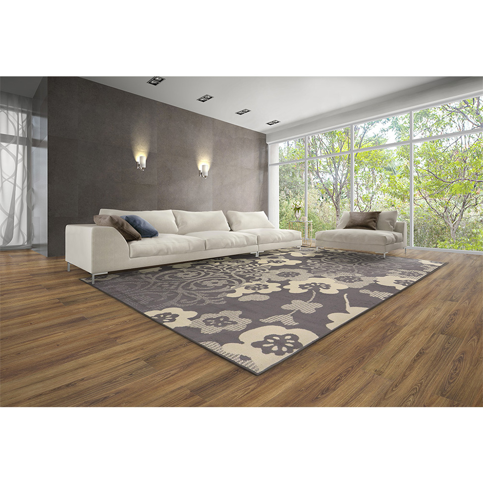Tapete Adana Floral Retangular (200x300) Polipropileno Cinza