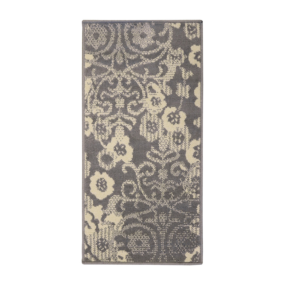 Tapete Adana Floral Retangular (50x100) Polipropileno Cinza