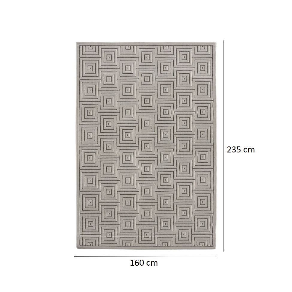Tapete Alice Blocos Retangular Veludo (160x235) Cinza