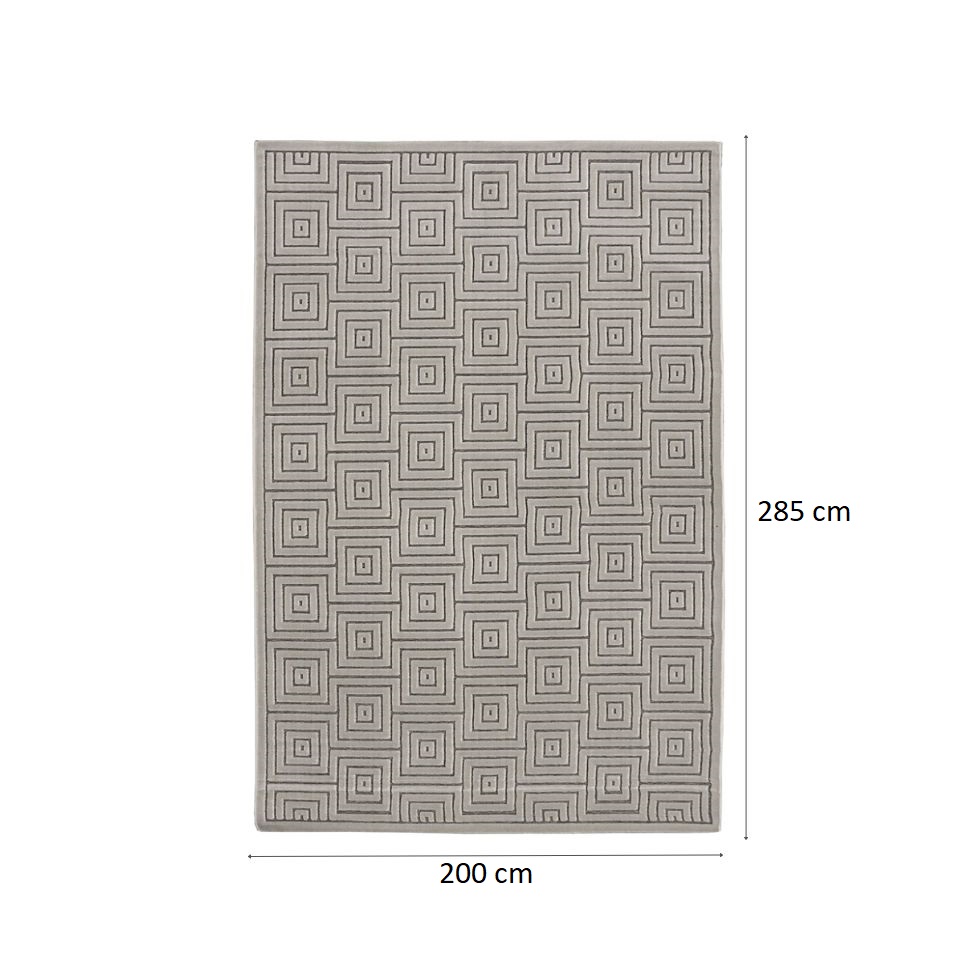 Tapete Alice Blocos Retangular Veludo (200x285) Cinza
