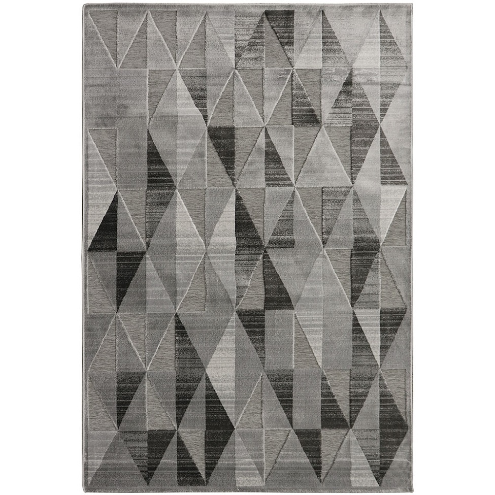 Tapete Alice Triângulos Retangular Veludo (160x235) Cinza