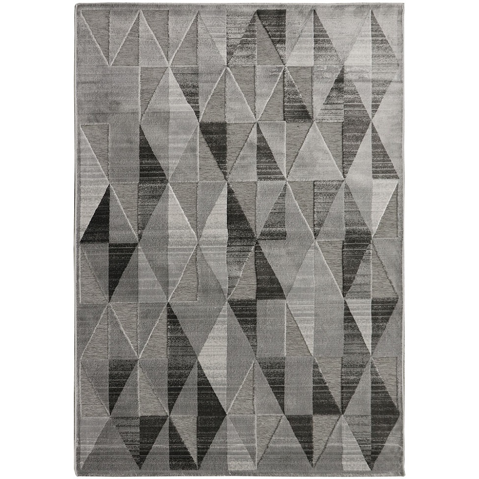 Tapete Alice Triângulos Retangular Veludo (200x285) Cinza