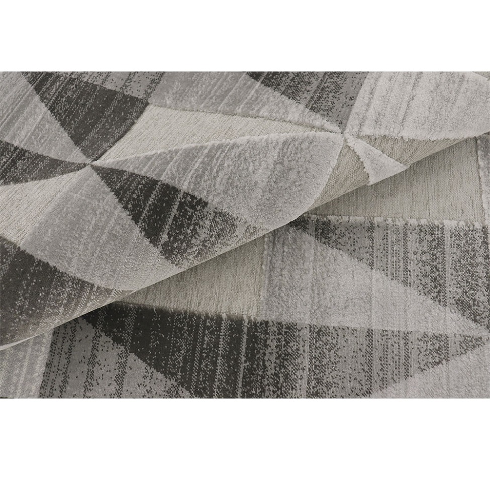 Tapete Alice Triângulos Retangular Veludo (200x285) Cinza