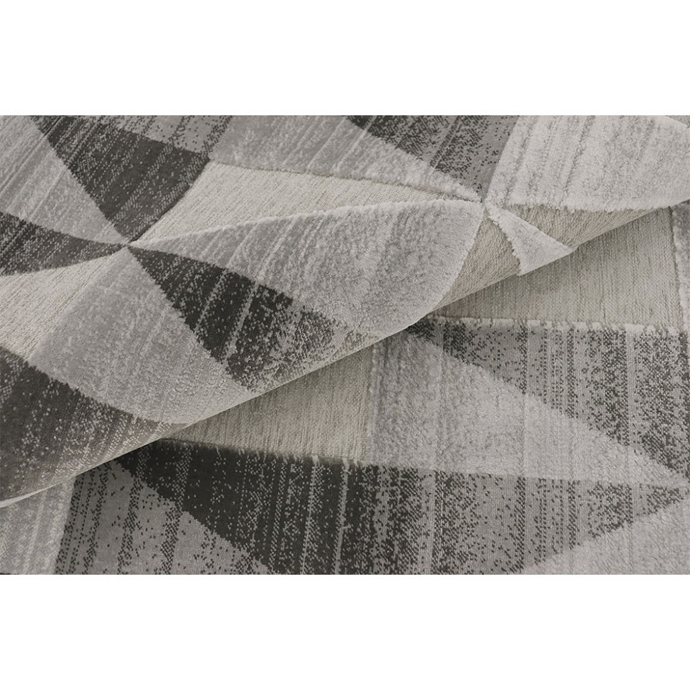 Tapete Alice Triângulos Retangular Veludo (240x340) Cinza