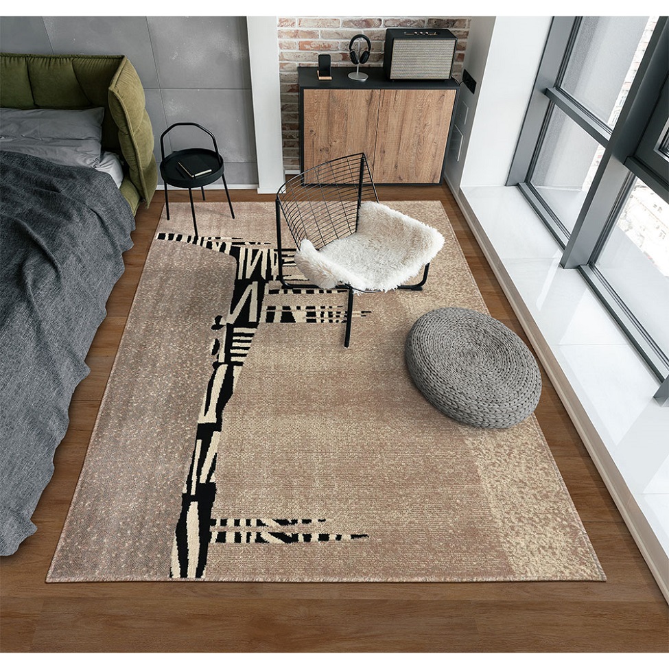 Tapete Ancestralidade Fossil Retangular Veludo (150x200) Bege