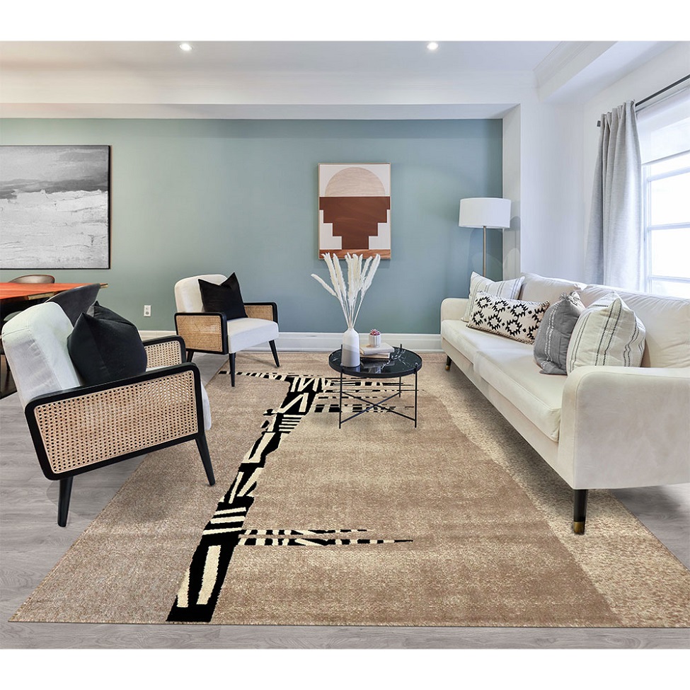 Tapete Ancestralidade Fossil Retangular Veludo (200x290) Bege