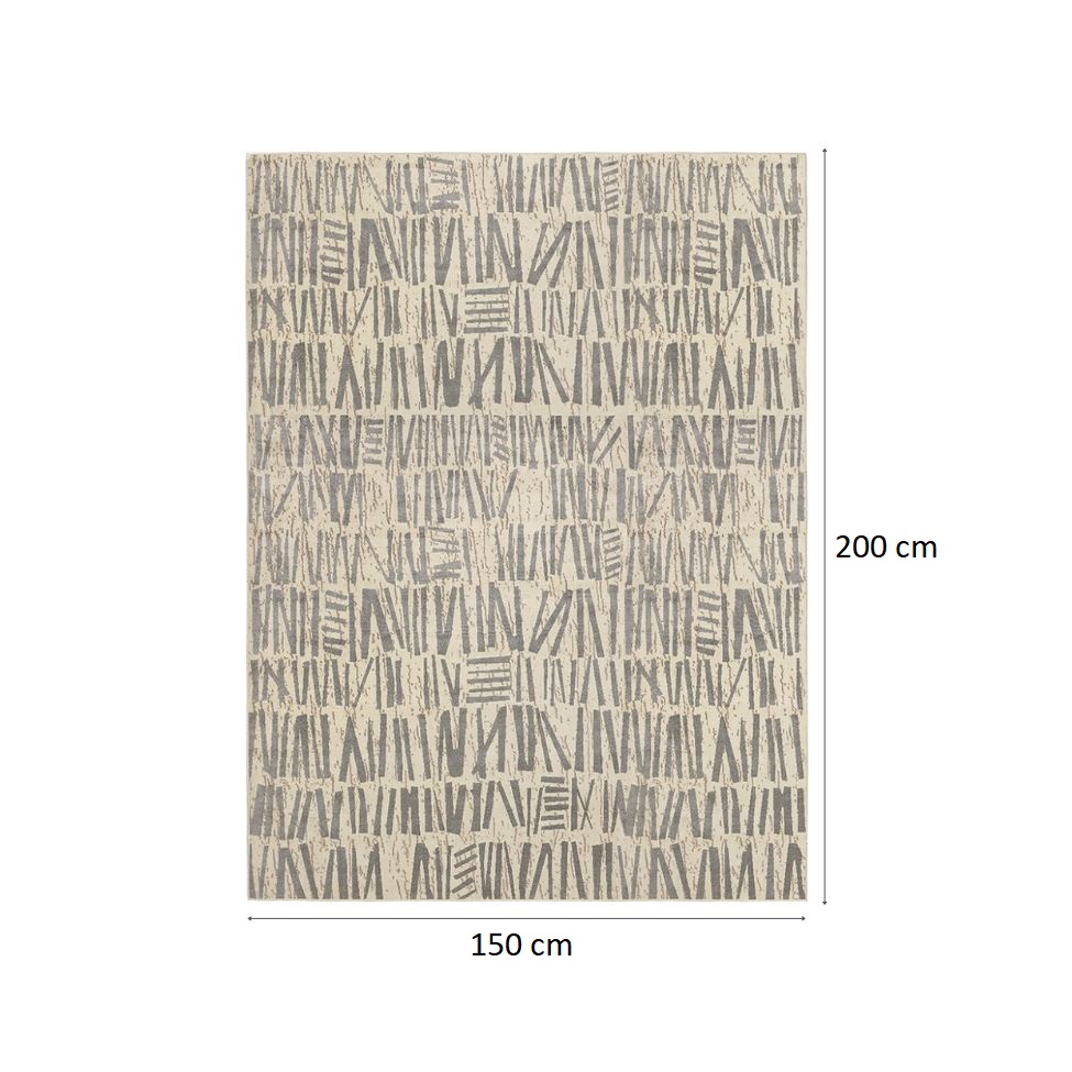 Tapete Ancestralidade Tag Retangular Veludo (150x200) Cinza