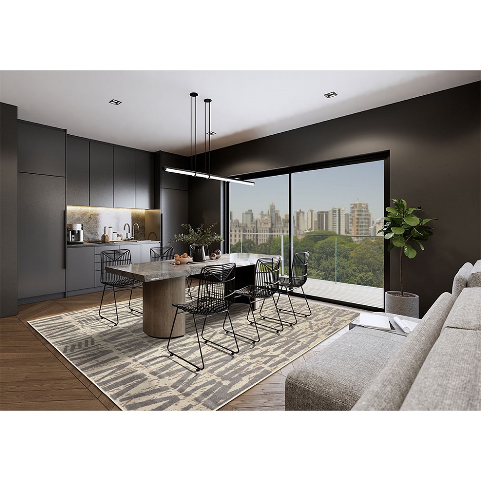 Tapete Ancestralidade Tag Retangular Veludo (200x290) Cinza
