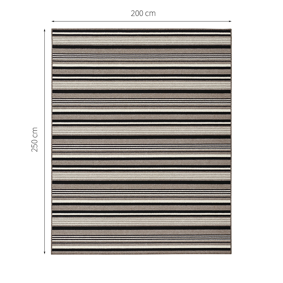 Tapete Aruba Orla Retangular Polipropileno (200x250) Preto e Cinza