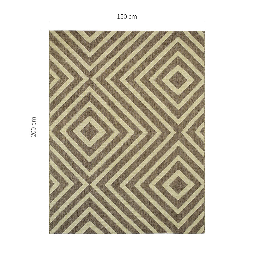 Tapete Bali Retangular Polipropileno (150x200) Bege e Marrom