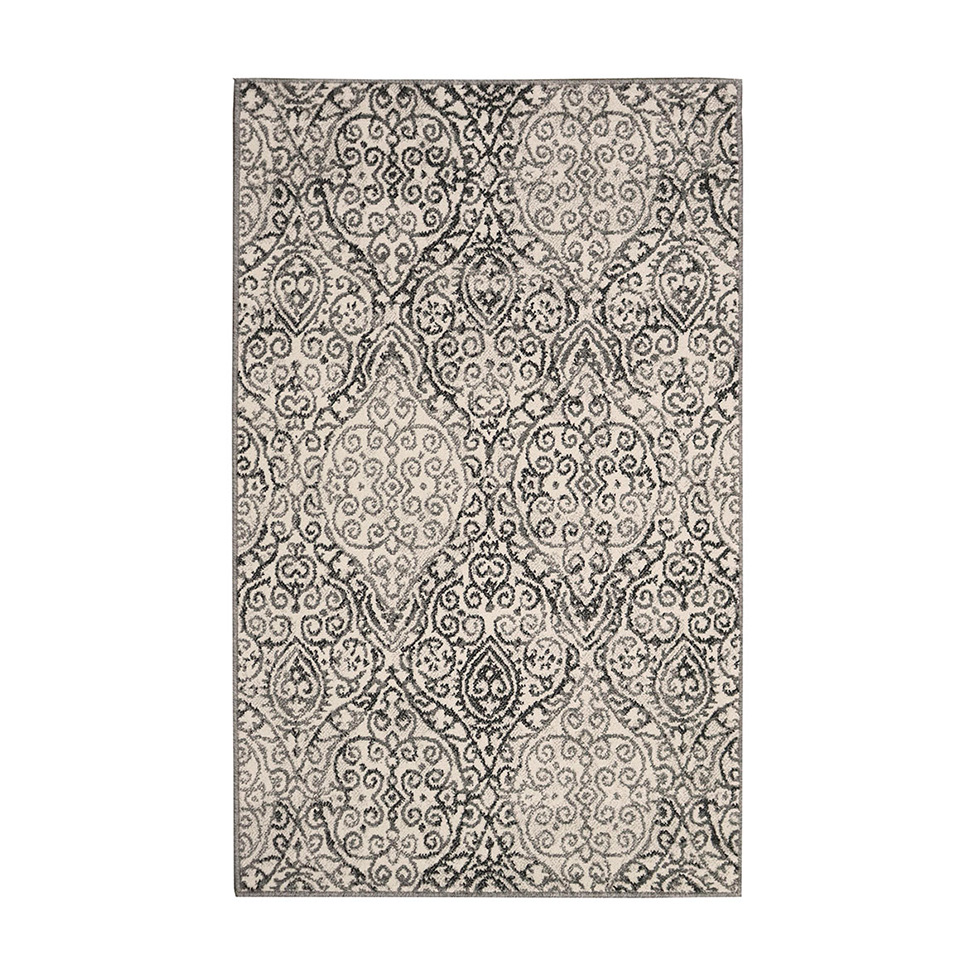 Tapete Black White Retangular Polipropileno (100x160) Preto e Branco