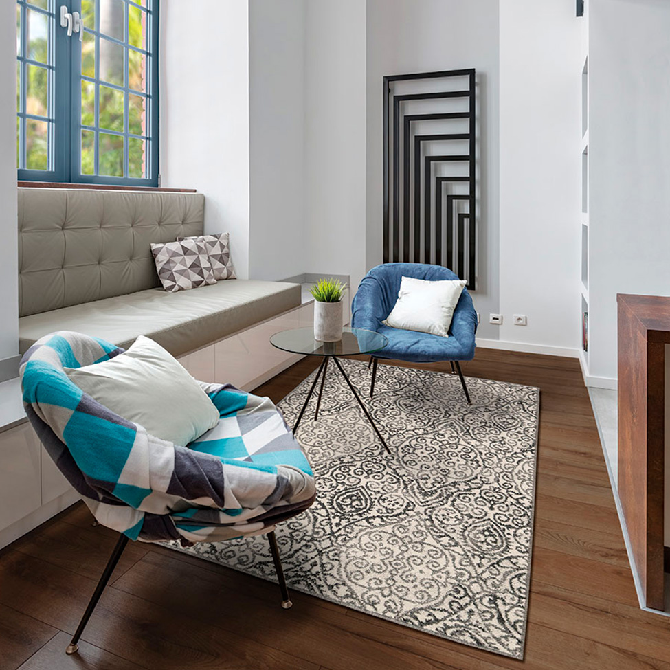 Tapete Black White Retangular Polipropileno (100x160) Preto e Branco