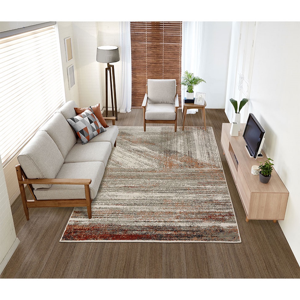 Tapete Capri Retangular Veludo (200x300) Marrom e Cinza