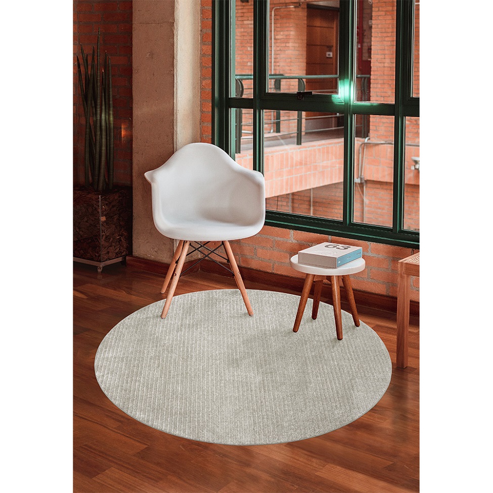 Tapete Chevron Redondo Bouclé (140x140) Prata