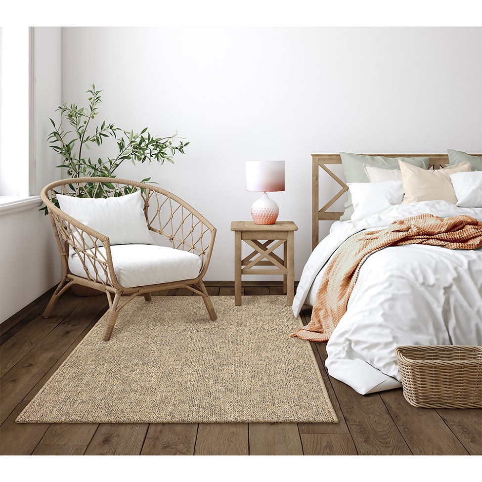Tapete Eco Terra Areia Retangular Bouclé (100x150) Bege
