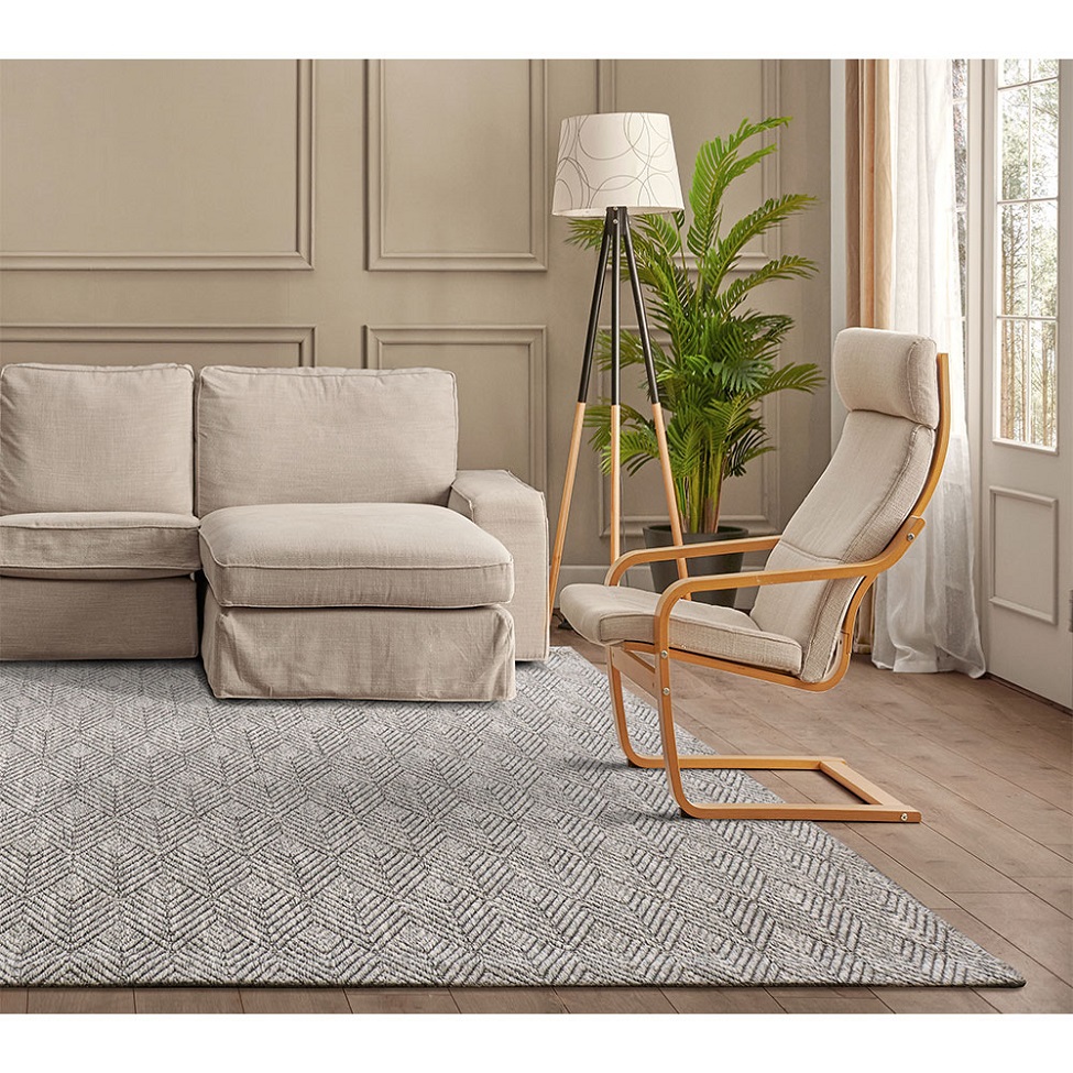 Tapete Eco Terra Argila Retangular Bouclé (150x200) Cinza