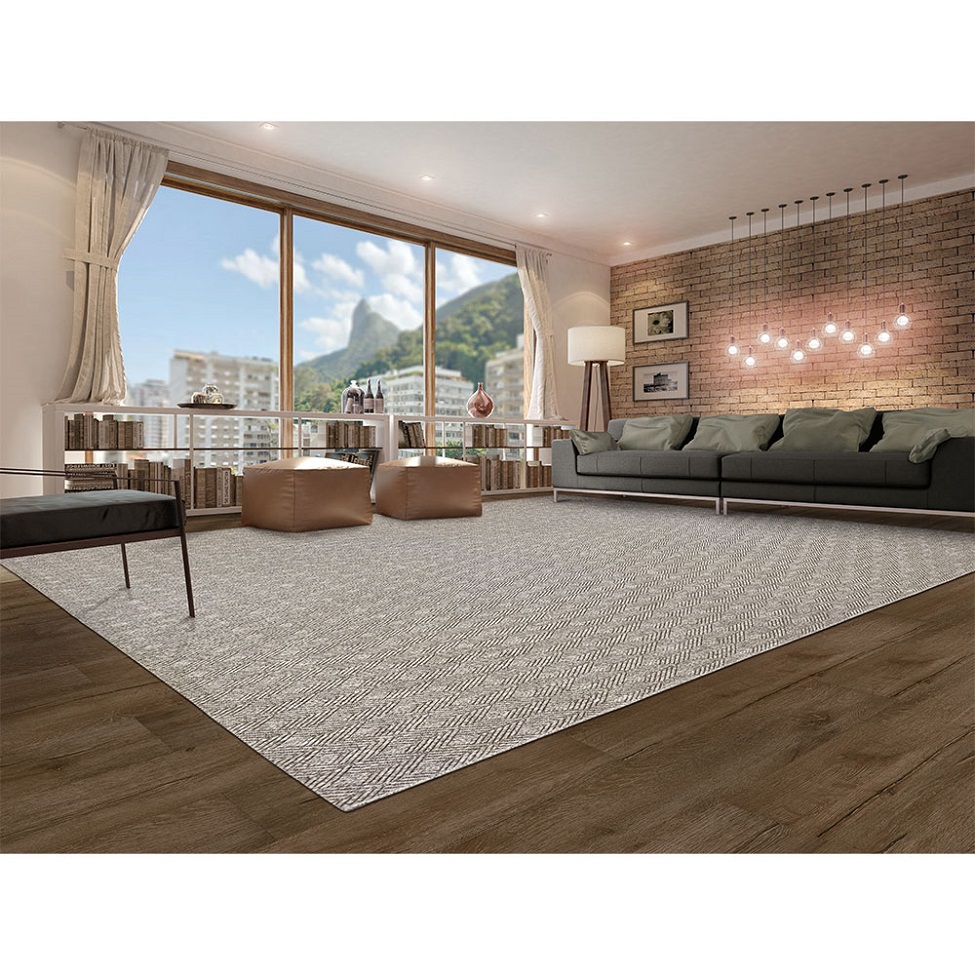 Tapete Eco Terra Argila Retangular Bouclé (400x500) Cinza