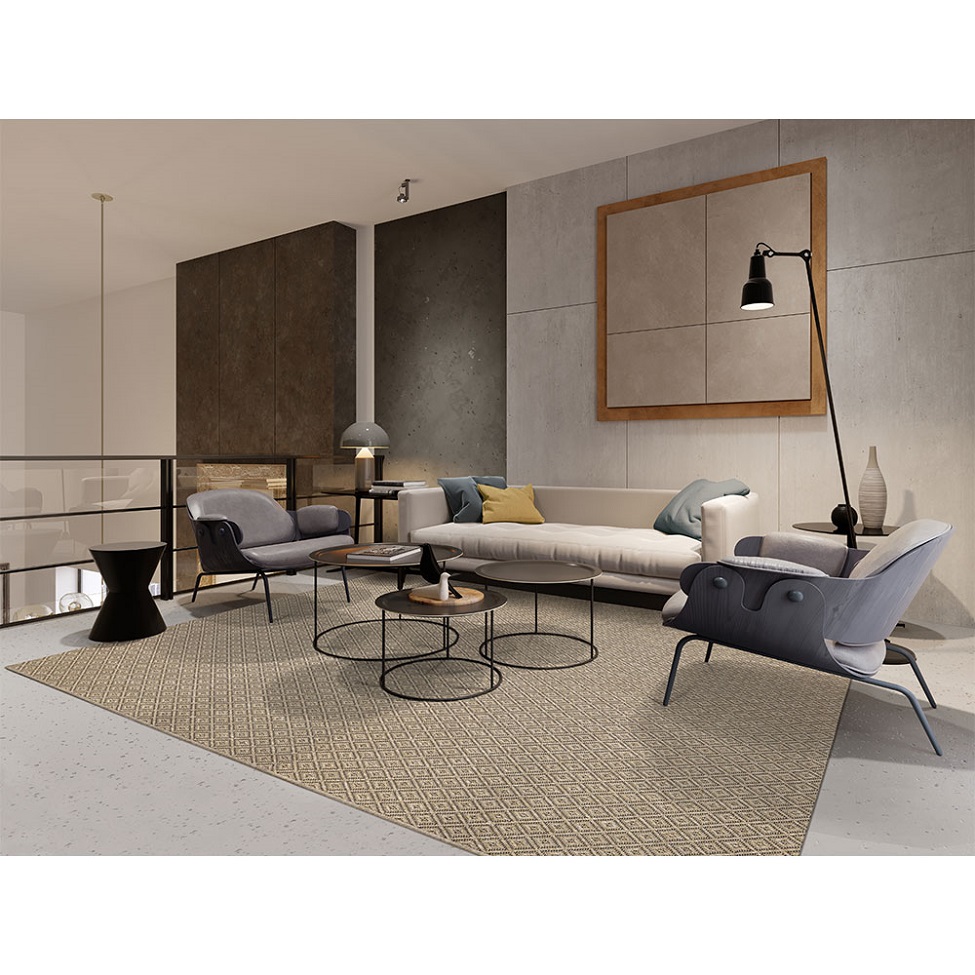 Tapete Eco Terra Cerâmica Retangular Bouclé (200x250) Bege