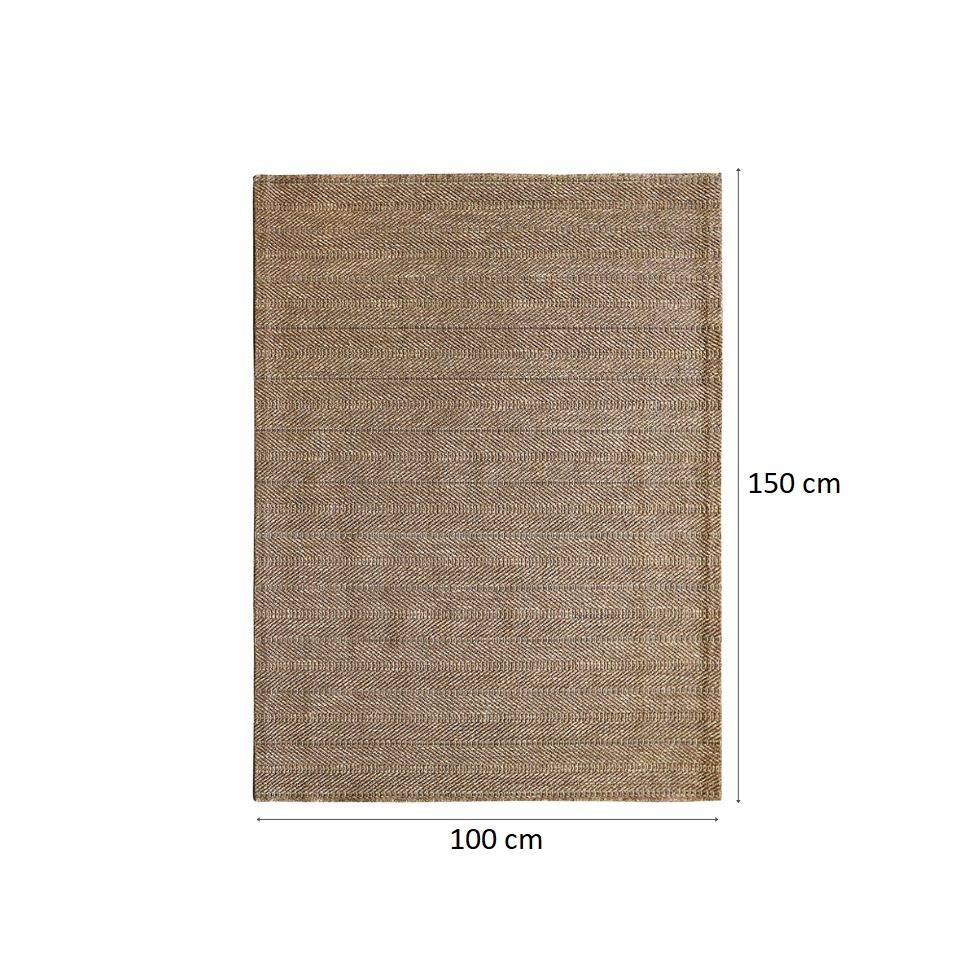 Tapete Eco Terra Madeira Retangular Bouclé (100x150) Bege