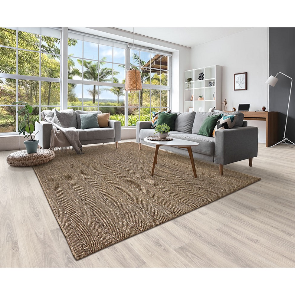 Tapete Eco Terra Madeira Retangular Bouclé (200x250) Bege