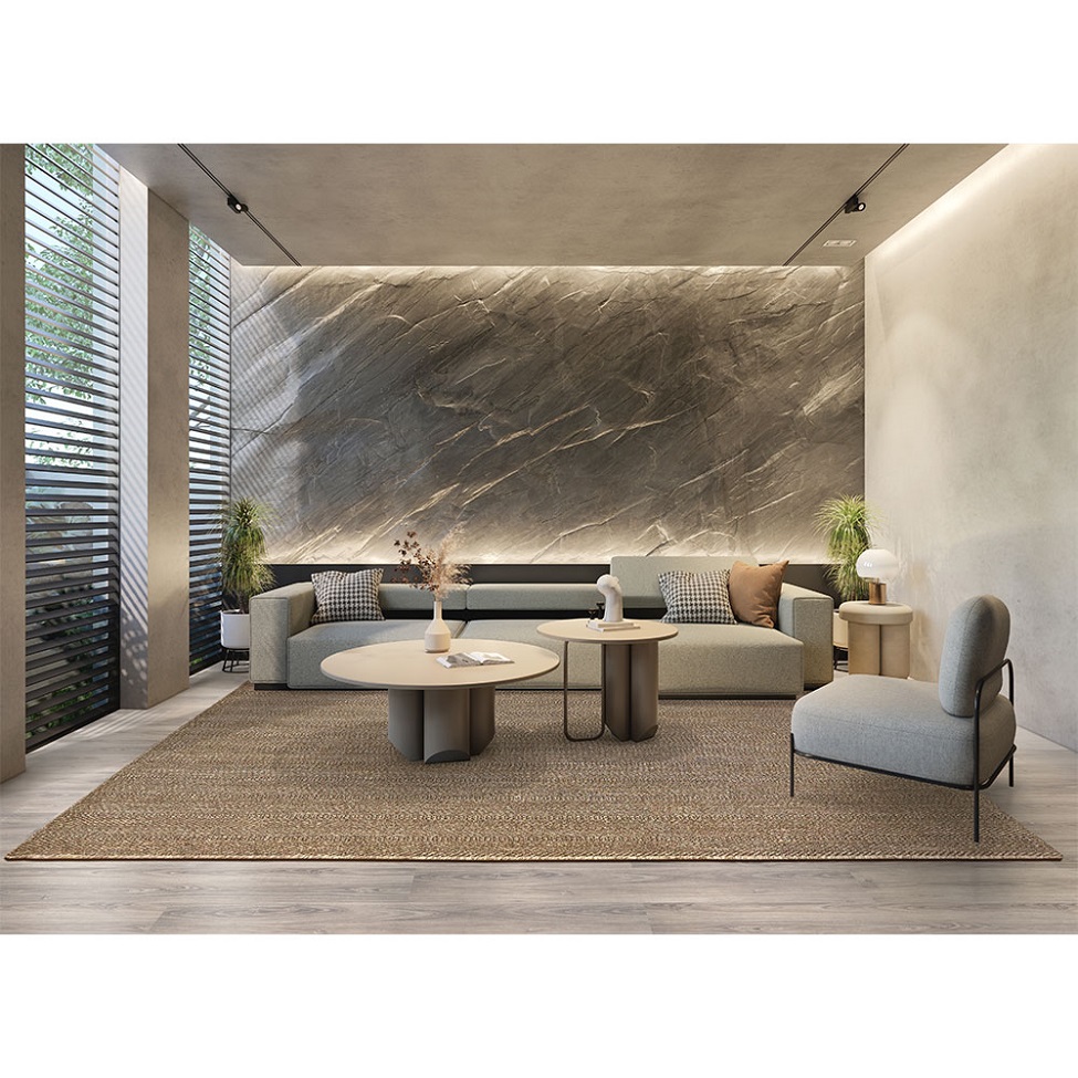 Tapete Eco Terra Madeira Retangular Bouclé (200x300) Bege