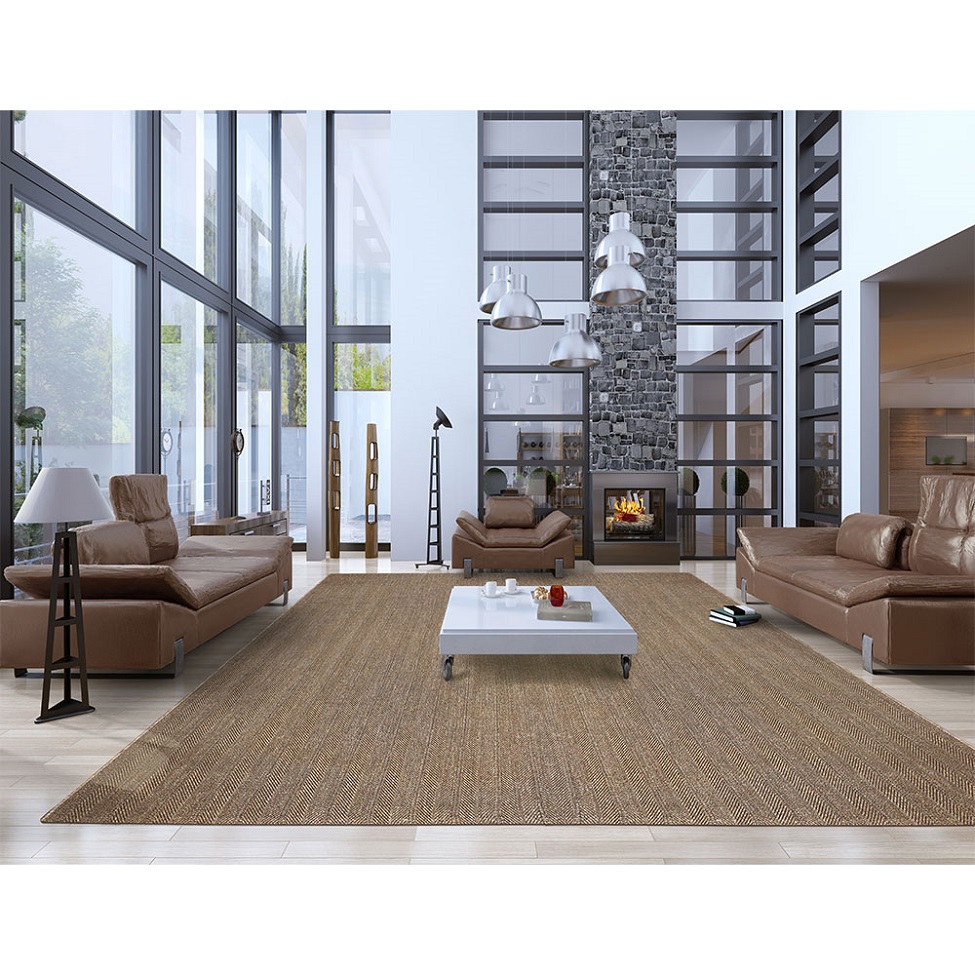 Tapete Eco Terra Madeira Retangular Bouclé (400x500) Bege